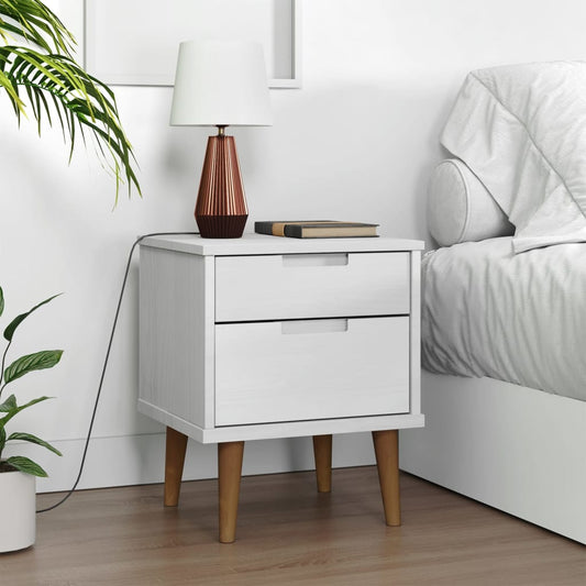 Nattbord Sengbord Hvit MOLDE 40x35x48 cm heltre furu