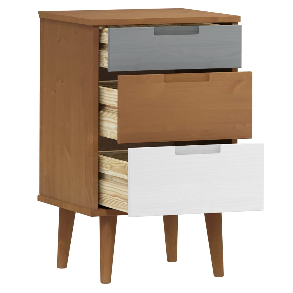 Nattbord Sengbord Brun MOLDE 40x35x65 cm heltre furu