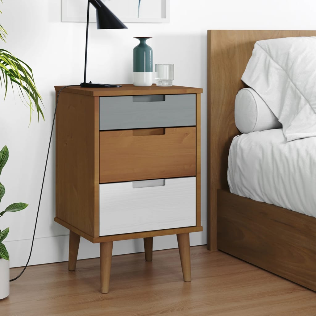 Nattbord Sengbord Brun MOLDE 40x35x65 cm heltre furu