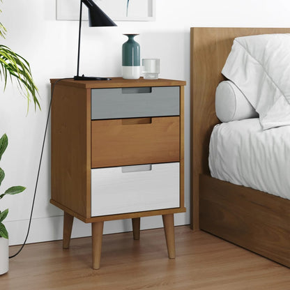 Nattbord Sengbord Brun MOLDE 40x35x65 cm heltre furu