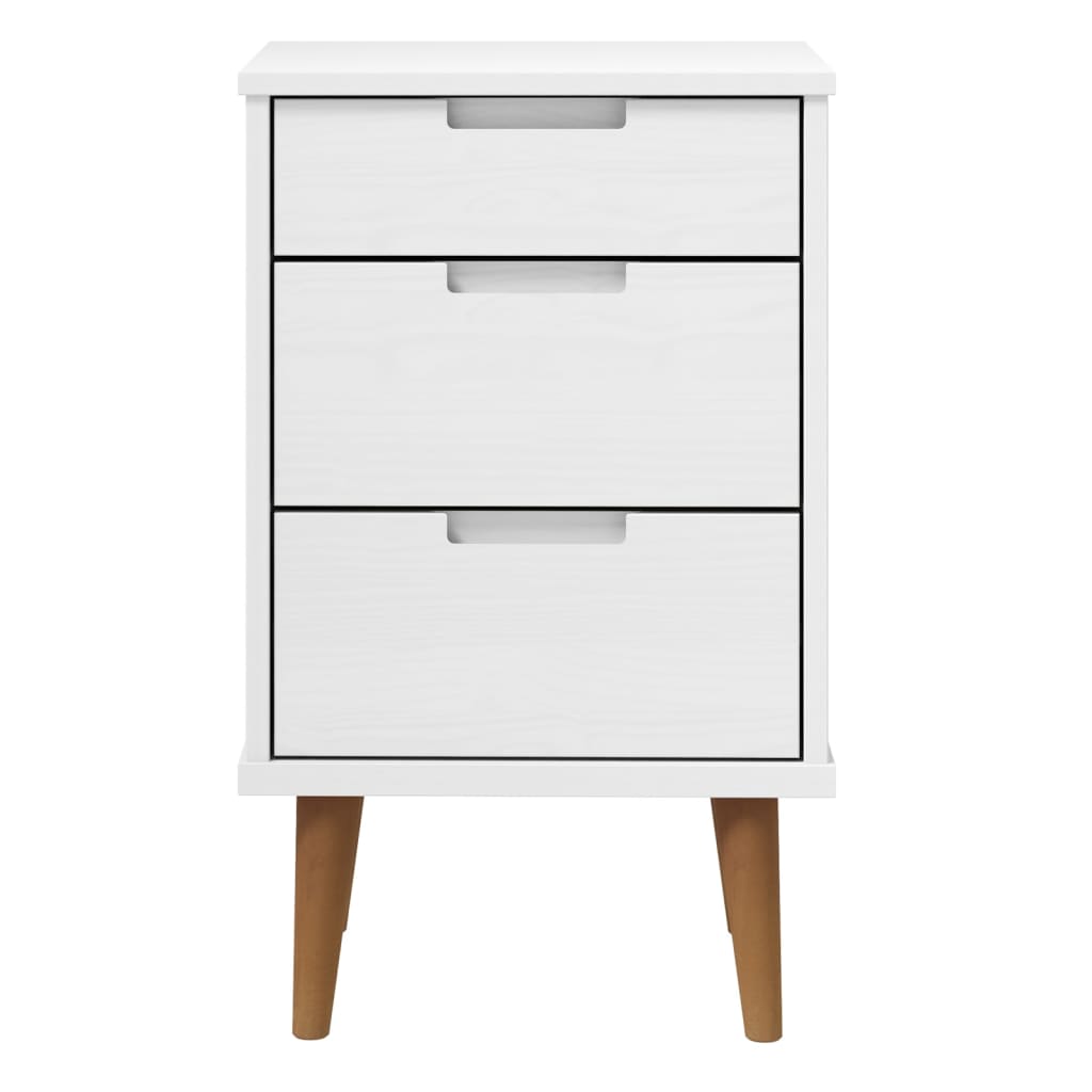 Nattbord Sengbord Hvit MOLDE 40x35x65 cm heltre furu
