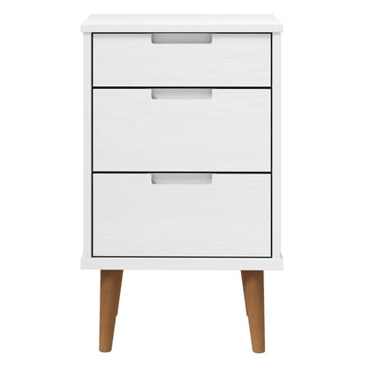 Nattbord Sengbord Hvit MOLDE 40x35x65 cm heltre furu