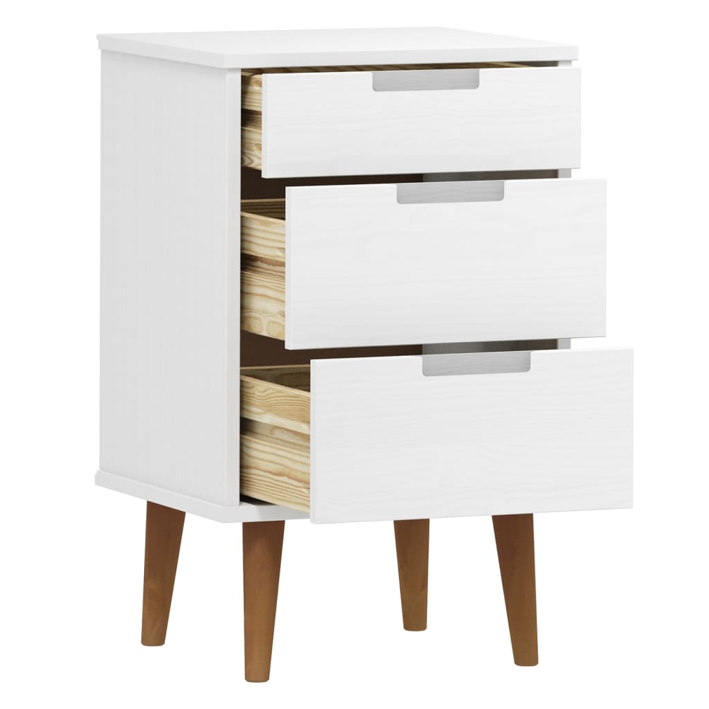 Nattbord Sengbord Hvit MOLDE 40x35x65 cm heltre furu