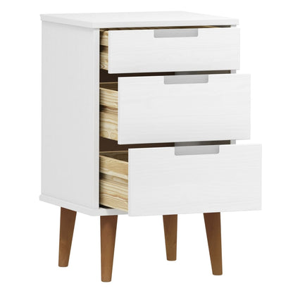 Nattbord Sengbord Hvit MOLDE 40x35x65 cm heltre furu
