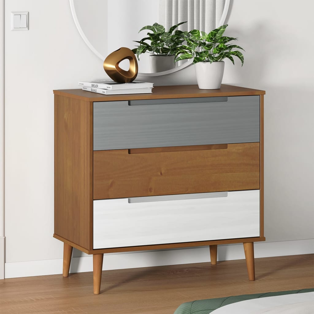 Kommode Brun MOLDE 80x40x80 cm heltre furu