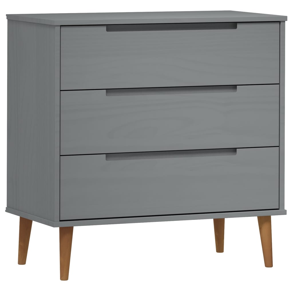 Kommode Grå MOLDE 80x40x80 cm heltre furu