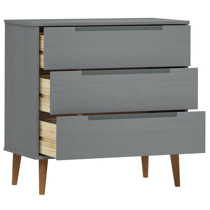 Kommode Grå MOLDE 80x40x80 cm heltre furu