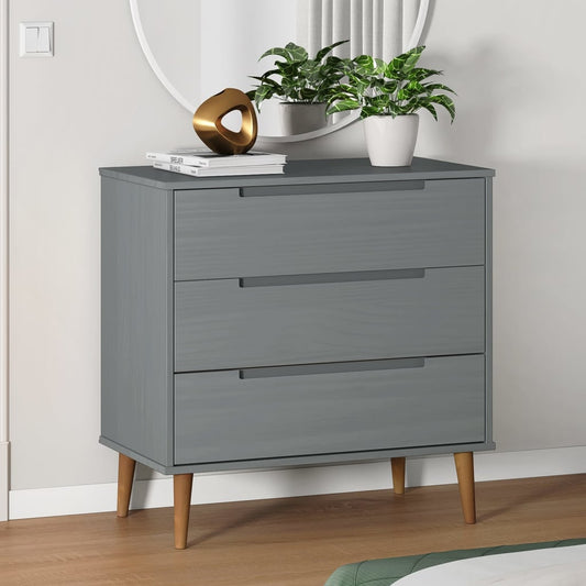 Kommode Grå MOLDE 80x40x80 cm heltre furu