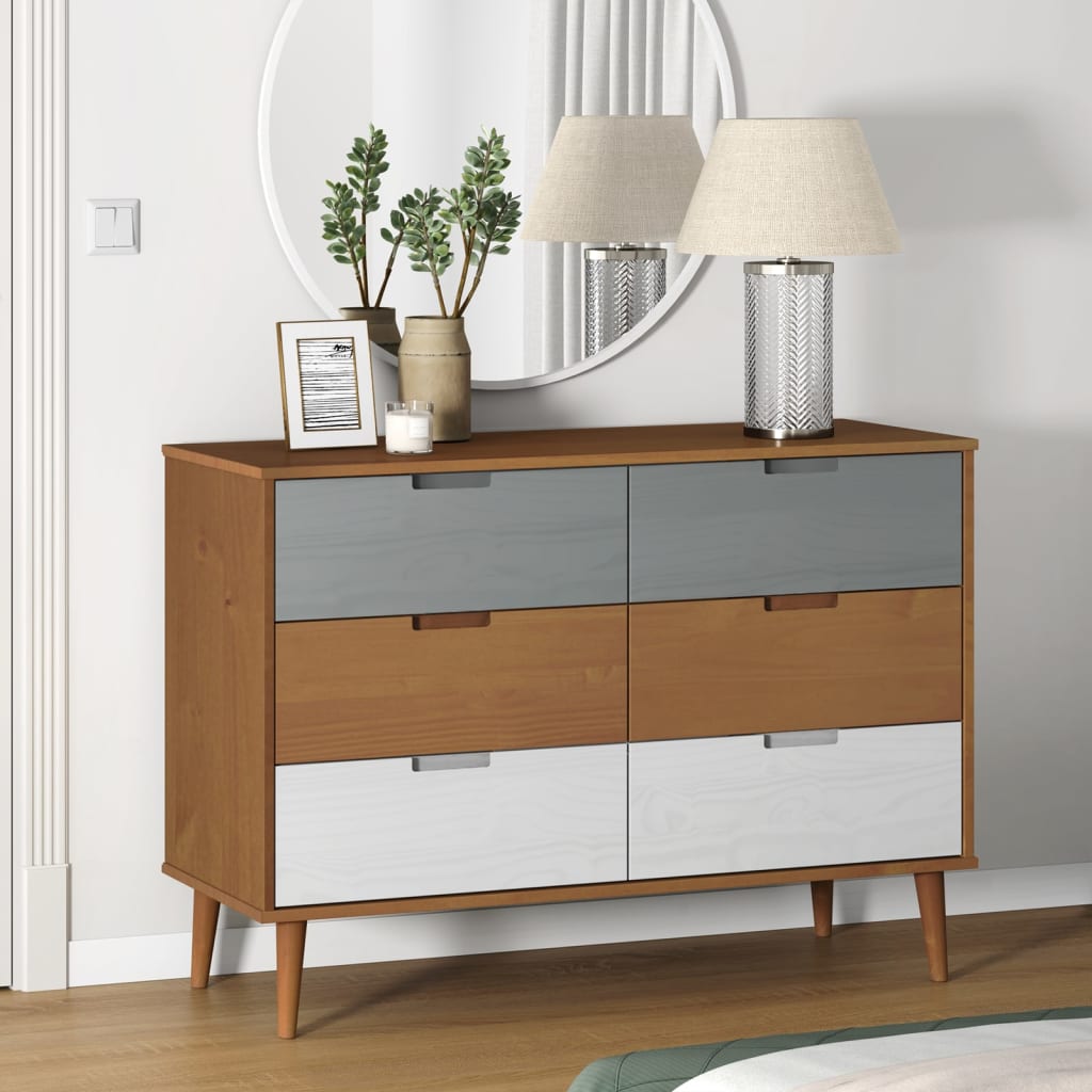 Kommode Brun MOLDE 113x40x80 cm heltre furu