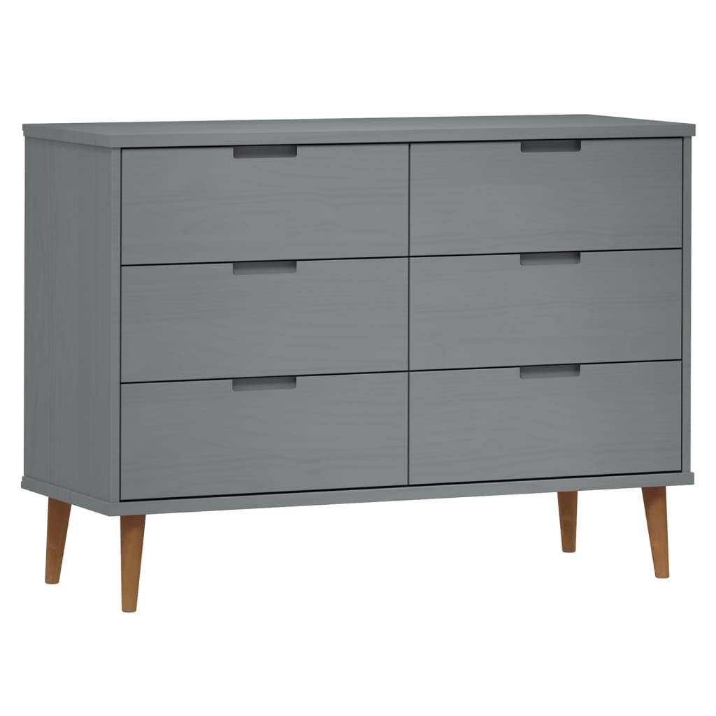 Kommode Grå MOLDE 113x40x80 cm heltre furu