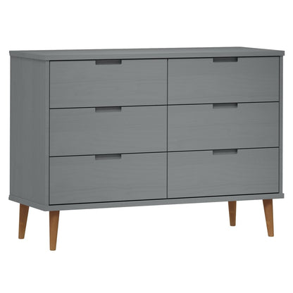 Kommode Grå MOLDE 113x40x80 cm heltre furu