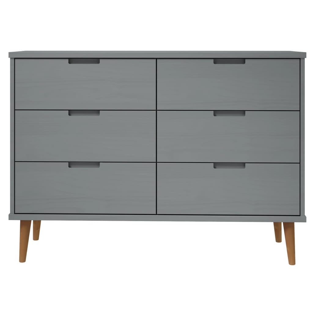 Kommode Grå MOLDE 113x40x80 cm heltre furu