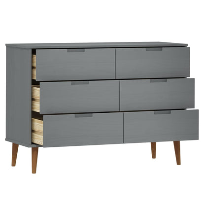 Kommode Grå MOLDE 113x40x80 cm heltre furu