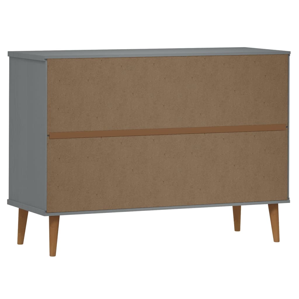 Kommode Grå MOLDE 113x40x80 cm heltre furu