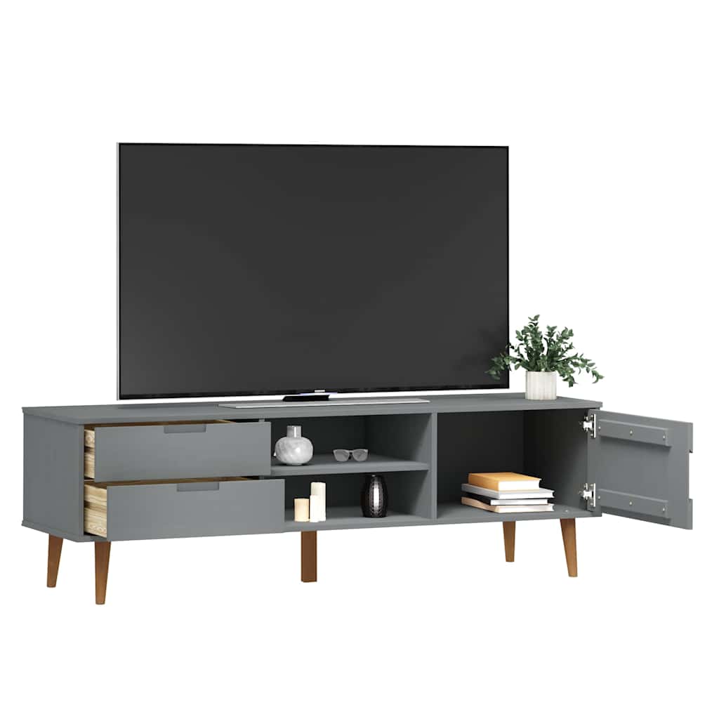 TV-Møbel Grå TV-benk MOLDE 158x40x49 cm heltre furu
