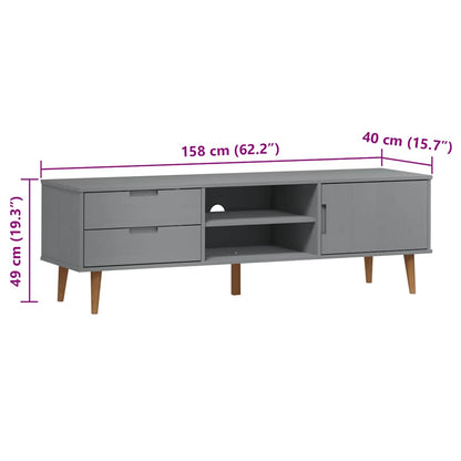 TV-Møbel Grå TV-benk MOLDE 158x40x49 cm heltre furu