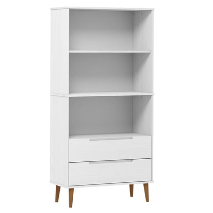 Bokhylle Hvit MOLDE 85x35x170,5 cm heltre furu