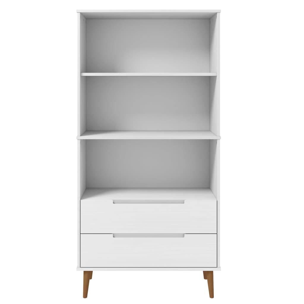 Bokhylle Hvit MOLDE 85x35x170,5 cm heltre furu