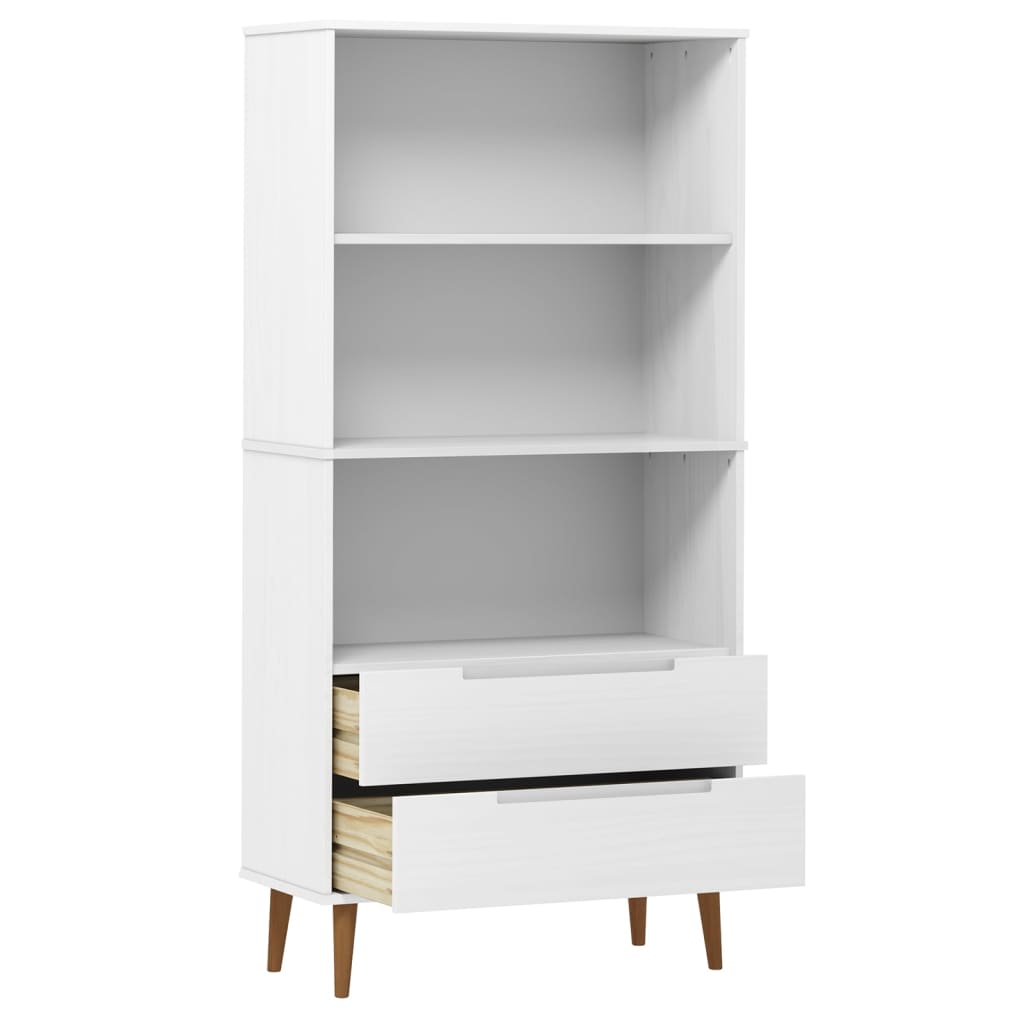 Bokhylle Hvit MOLDE 85x35x170,5 cm heltre furu