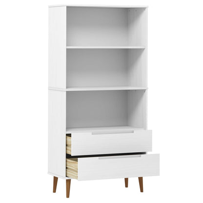 Bokhylle Hvit MOLDE 85x35x170,5 cm heltre furu