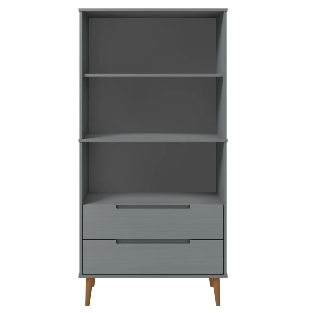 Bokhylle Grå MOLDE 85x35x170,5 cm heltre furu
