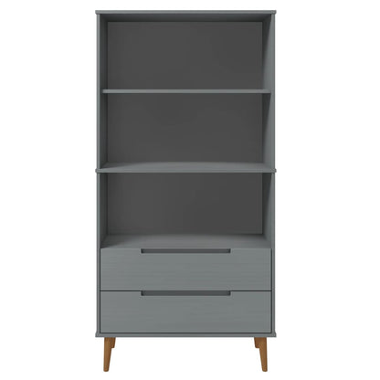 Bokhylle Grå MOLDE 85x35x170,5 cm heltre furu