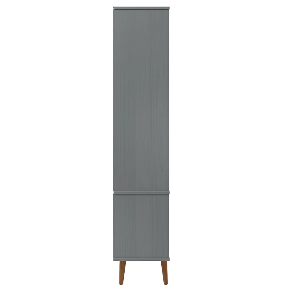 Vitrineskap MOLDE Grå 90x35x175 cm heltre furu