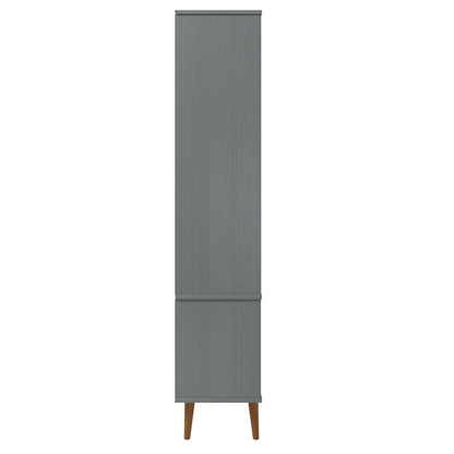 Vitrineskap MOLDE Grå 90x35x175 cm heltre furu