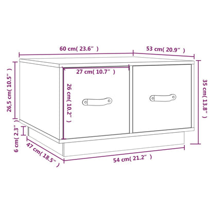 Salongbord Sofabord Hvit 60x53x35 cm heltre furu