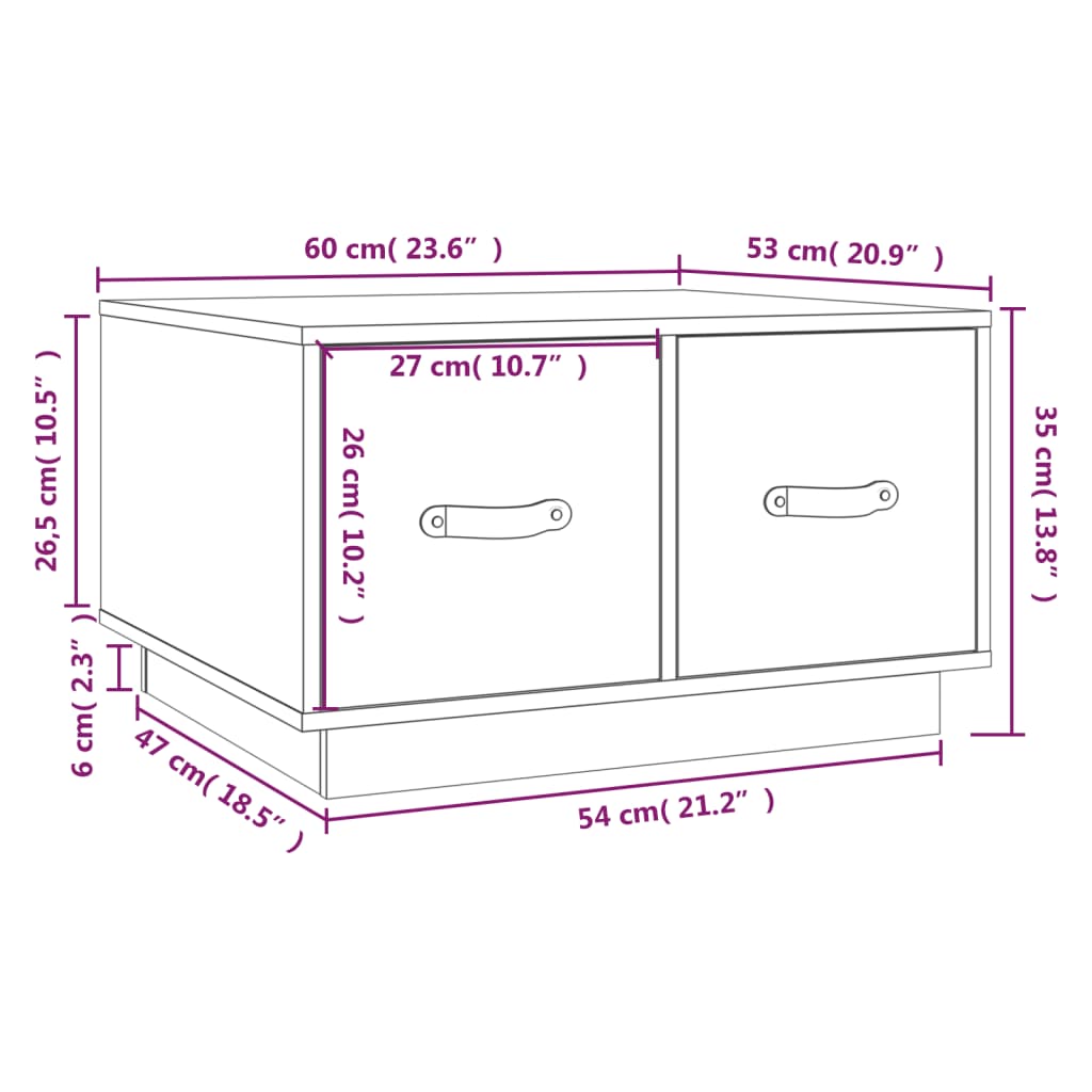 Salongbord Sofabord Grå 60x53x35 cm heltre furu