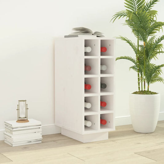 Vinstativ Vinhylle Hvit 23x34x61 cm heltre furu