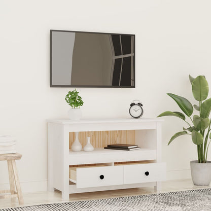 TV-Møbel Hvit TV-benk 79x35x52 cm heltre furu