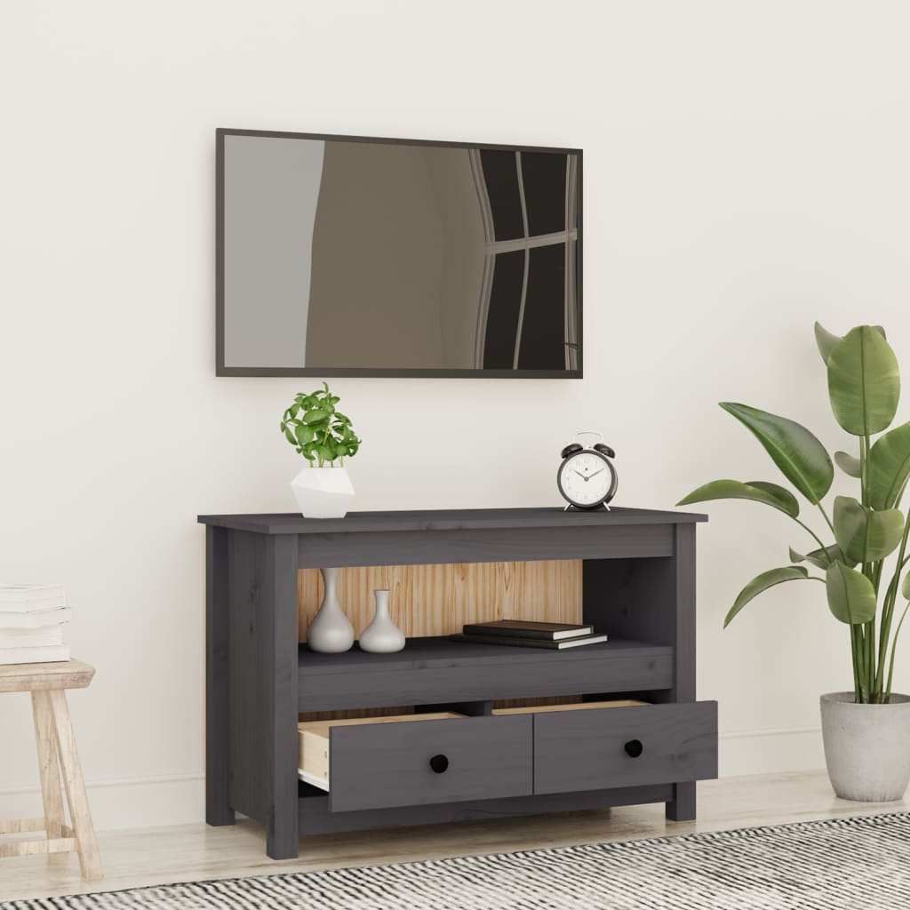 TV-Møbel Grå TV-benk 79x35x52 cm heltre furu