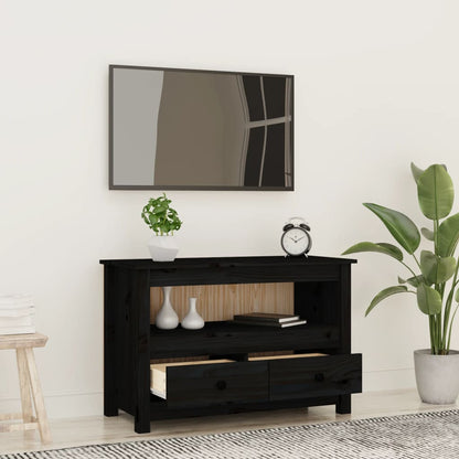 TV-Møbel Svart TV-benk 79x35x52 cm heltre furu