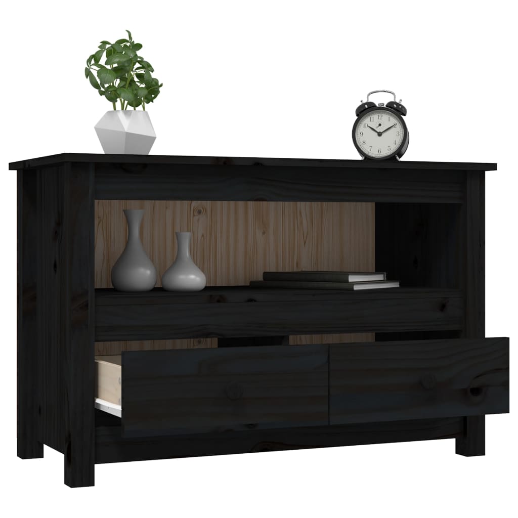 TV-Møbel Svart TV-benk 79x35x52 cm heltre furu