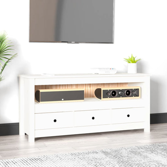 TV-Møbel Hvit TV-benk 114x35x52 cm heltre furu