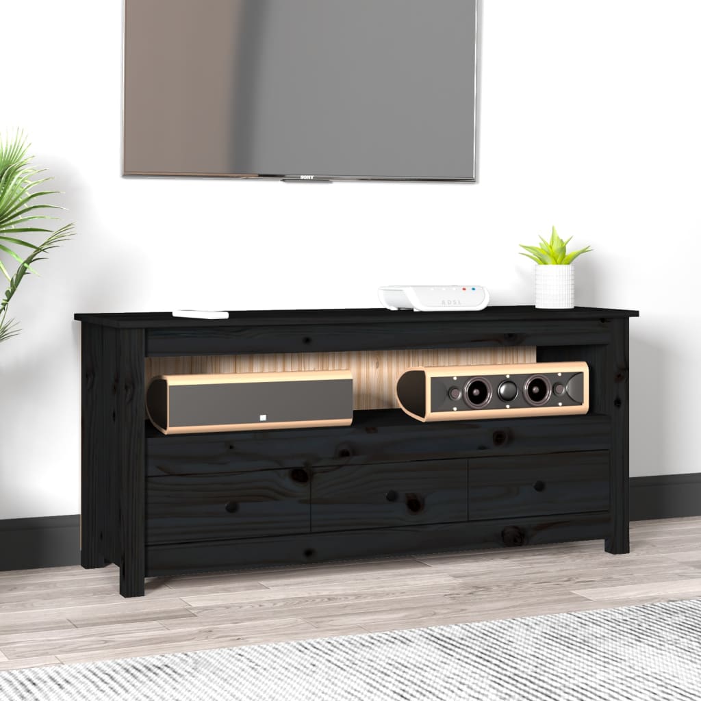 TV-Møbel Svart TV-benk 114x35x52 cm heltre furu