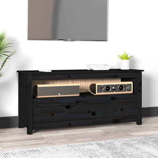 TV-Møbel Svart TV-benk 114x35x52 cm heltre furu