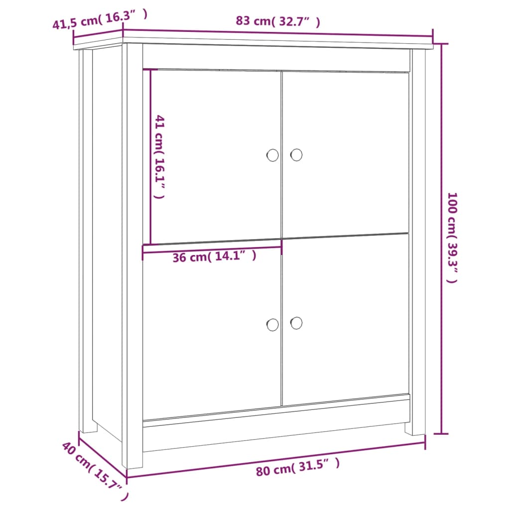 Skjenk Honningbrun 83x41,5x100 cm heltre furu