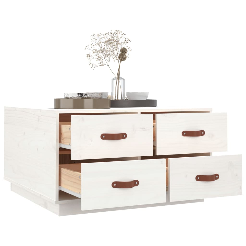 Salongbord Sofabord Hvit 80x80x45 cm heltre furu