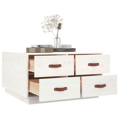 Salongbord Sofabord Hvit 80x80x45 cm heltre furu