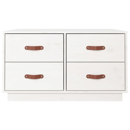 Salongbord Sofabord Hvit 80x80x45 cm heltre furu