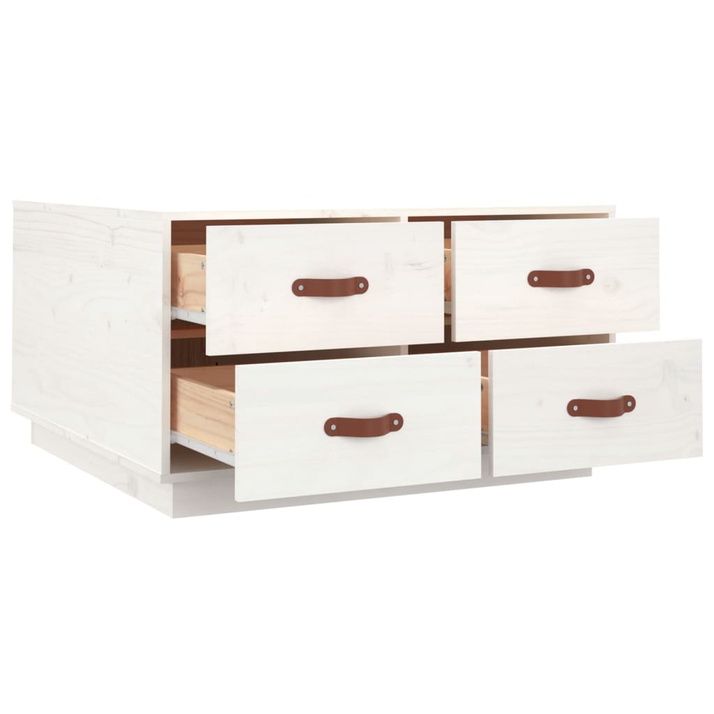 Salongbord Sofabord Hvit 80x80x45 cm heltre furu