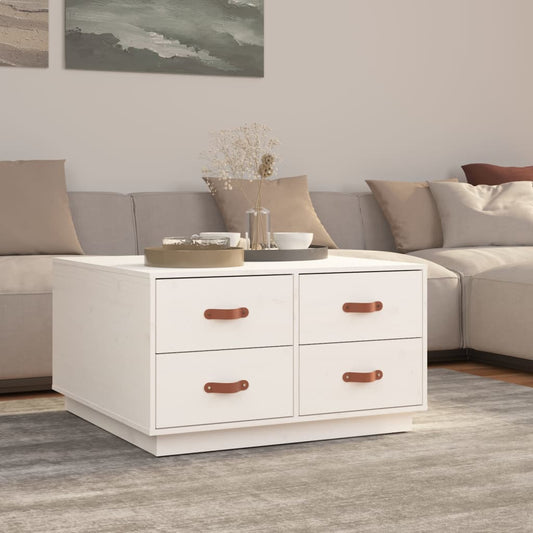 Salongbord Sofabord Hvit 80x80x45 cm heltre furu