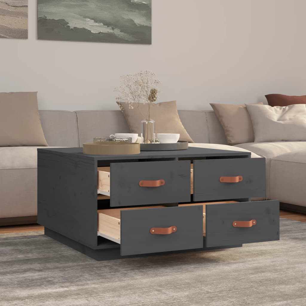 Salongbord Sofabord Grå 80x80x45 cm heltre furu