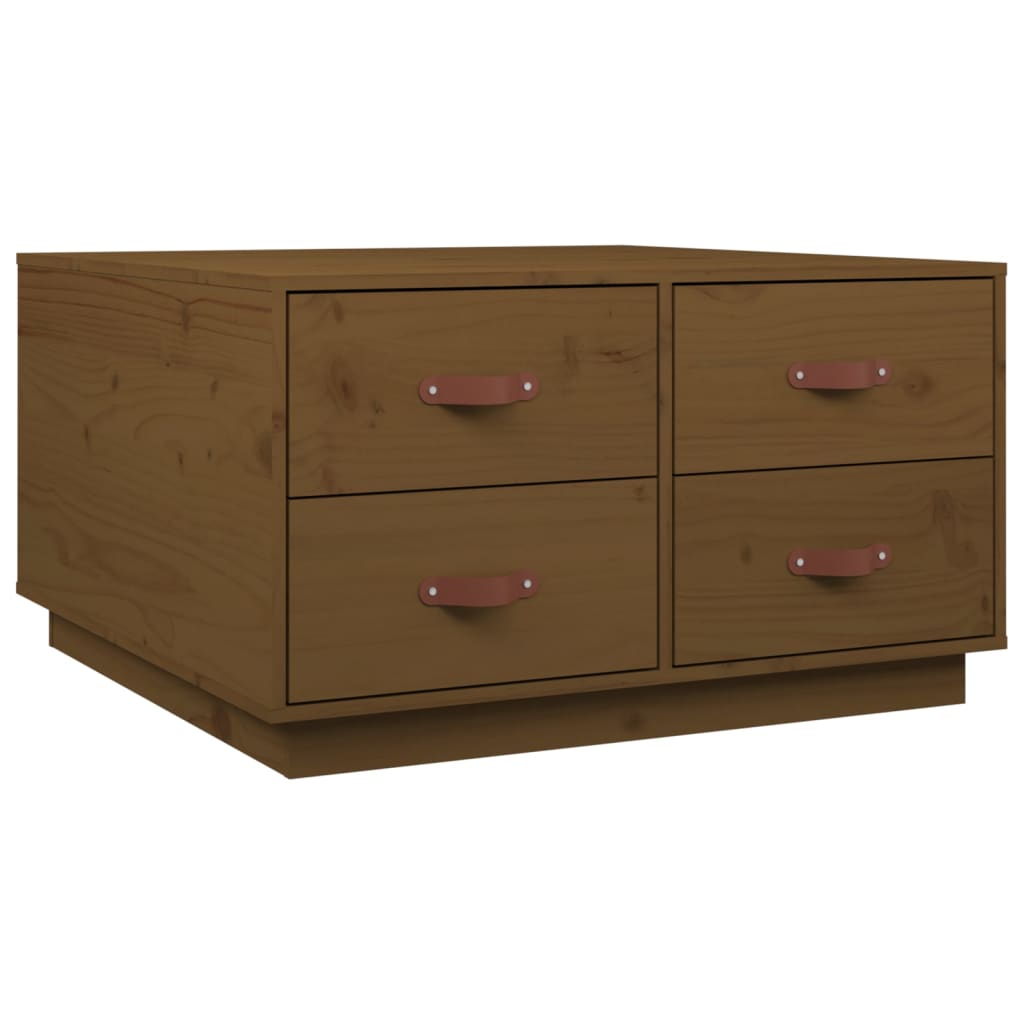 Salongbord Sofabord Tre heltre furu Honningbrun 80x80x45 cm