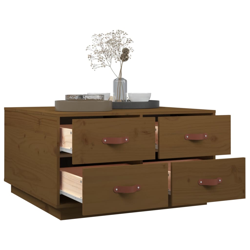Salongbord Sofabord Tre heltre furu Honningbrun 80x80x45 cm