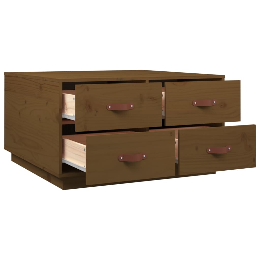 Salongbord Sofabord Tre heltre furu Honningbrun 80x80x45 cm