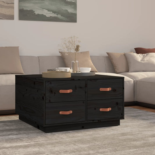 Salongbord Sofabord Svart 80x80x45 cm heltre furu