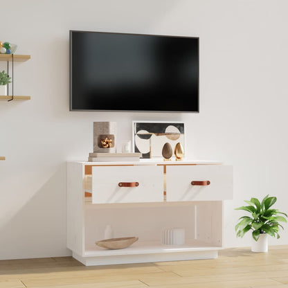 TV-Møbel Hvit TV-benk 90x40x60 cm heltre furu
